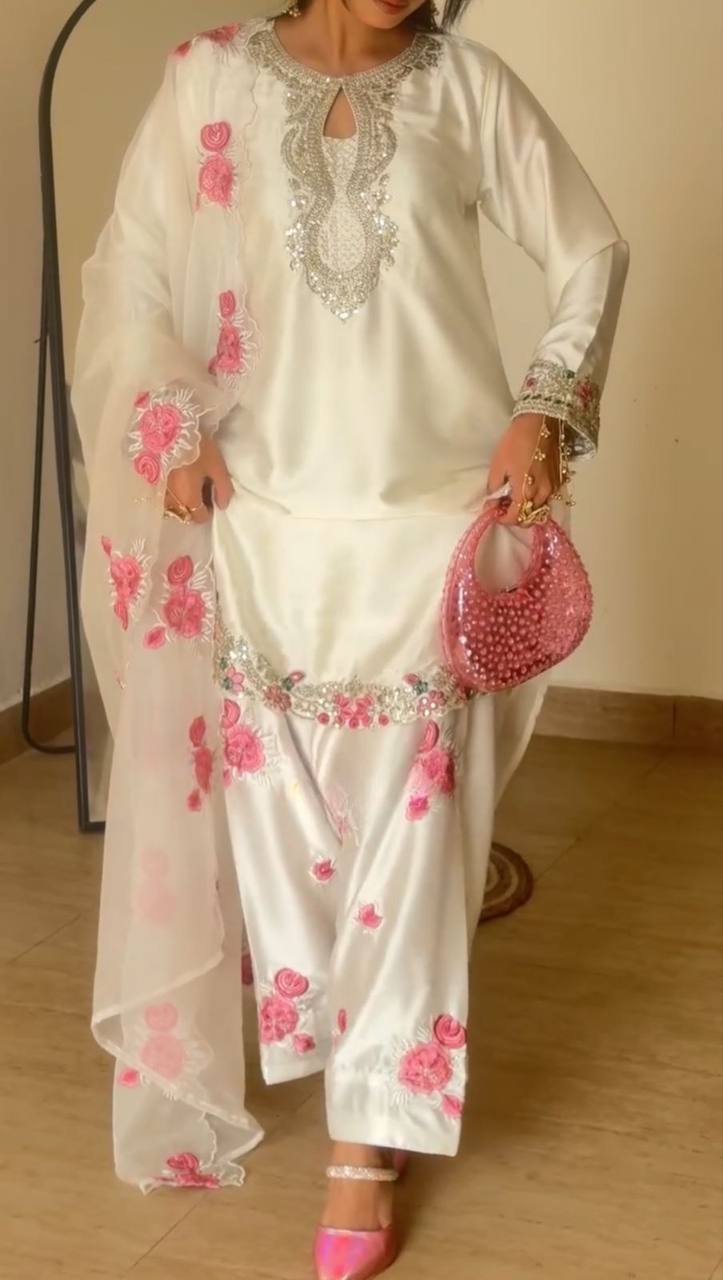 Festive & Wedding Wear Farshi Salwar Suit for Women | Embroidered Crepe Silk Set