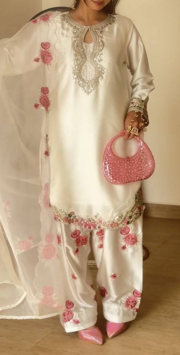 Festive & Wedding Wear Farshi Salwar Suit for Women | Embroidered Crepe Silk Set