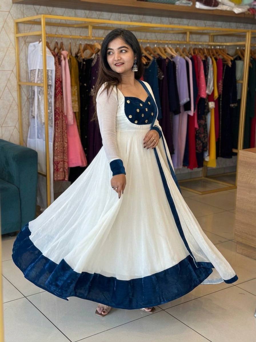 Fendy Silk Anarkali Gown Set Embroidery Party Wear