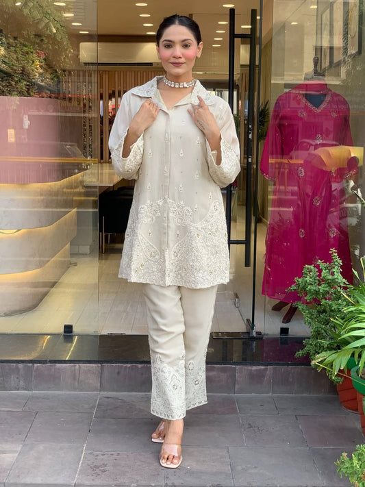 Chanderi Silk Embroidered Cord Set Party Wear Outfit