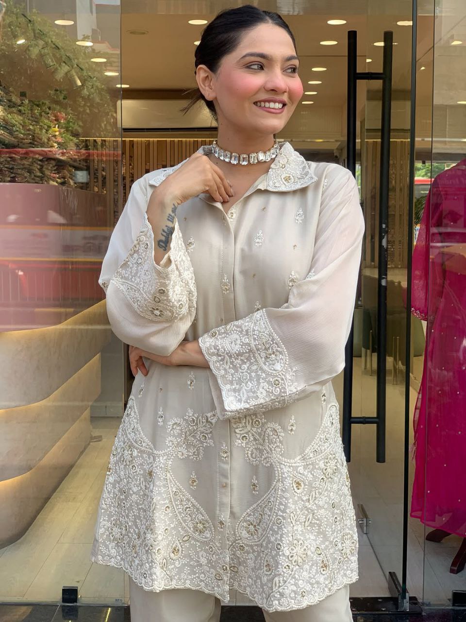 Chanderi Silk Embroidered Cord Set Party Wear Outfit