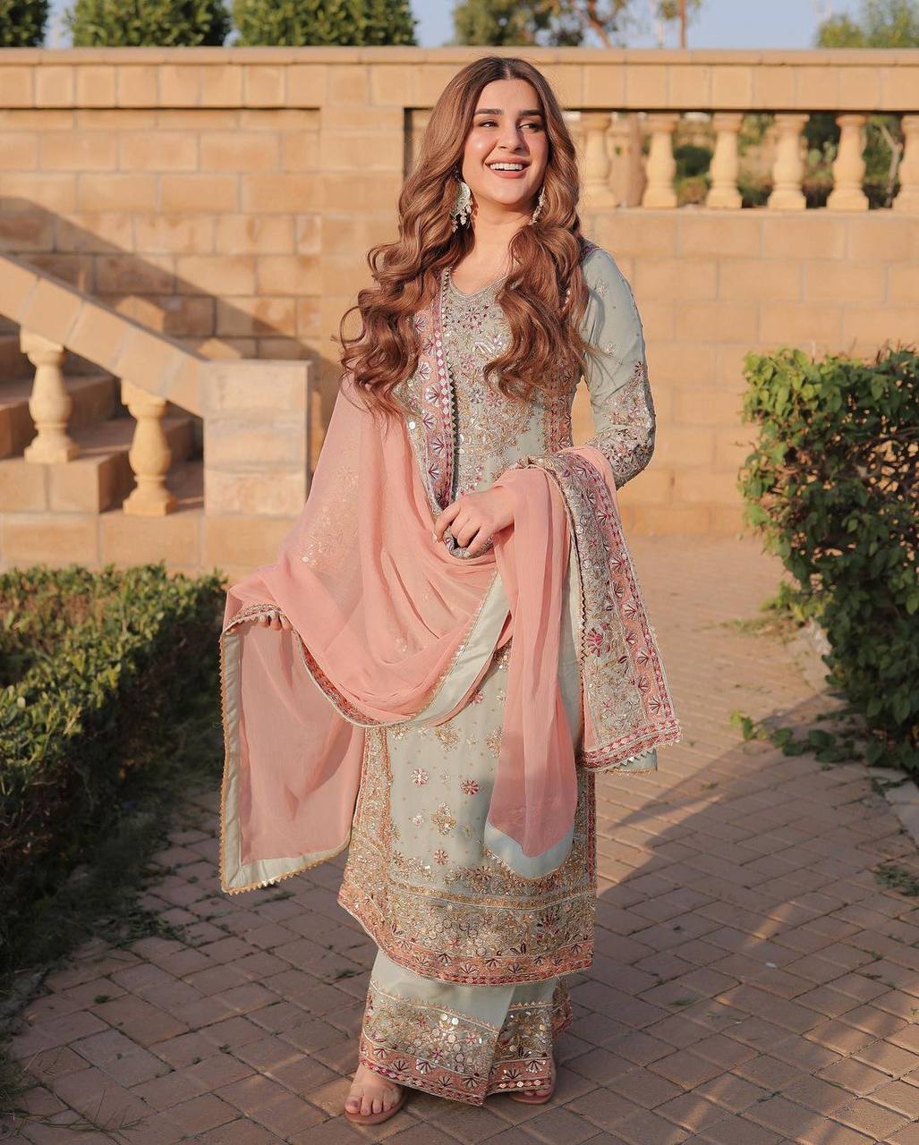 Faux Georgette Sharara Set Embroidery Party Wear