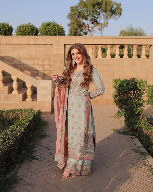 Faux Georgette Sharara Set Embroidery Party Wear