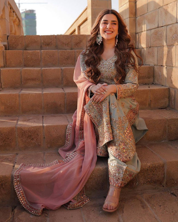 Faux Georgette Sharara Set Embroidery Party Wear