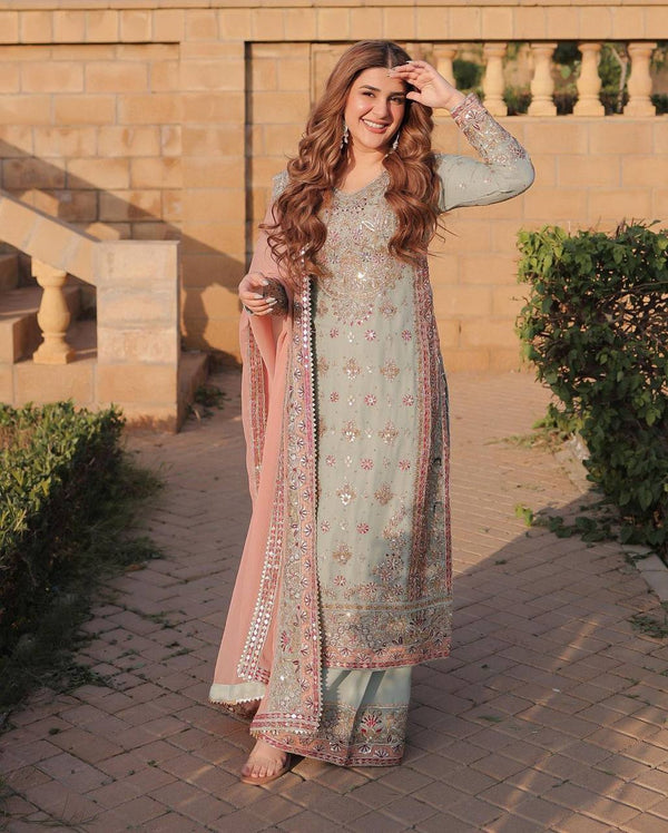 Faux Georgette Sharara Set Embroidery Party Wear
